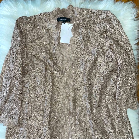 SOLD_ R & M Richards_ Metallic Lace /Sheer Lace Jacket - Sz 10 - Picture 5 of 5